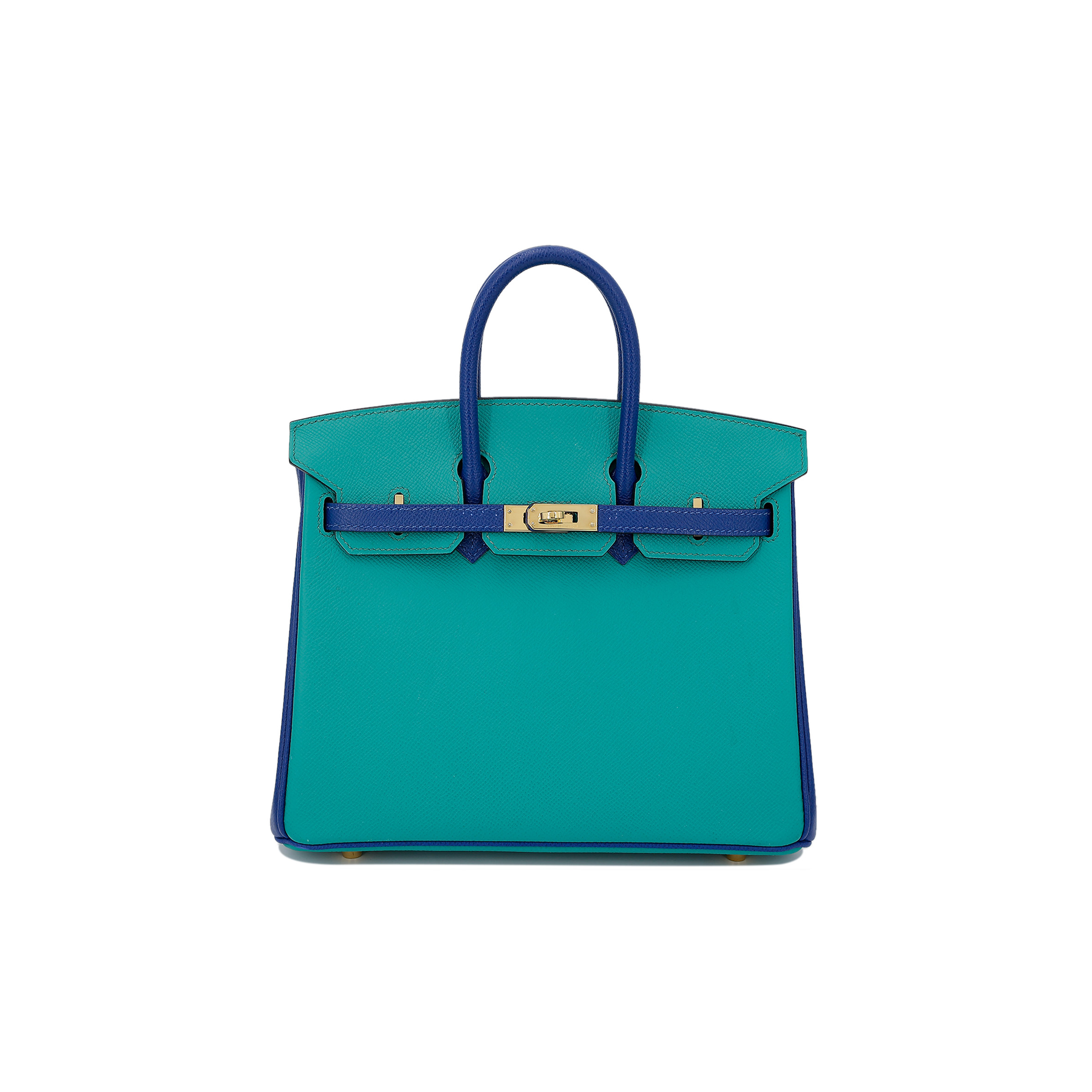 HERMÈS BIRKIN 35 EPSOM IN MALACHITE GREEN AND AQUA BLUE WITH GOLD BUCKLE H028369CK33 (35*28*18cm)